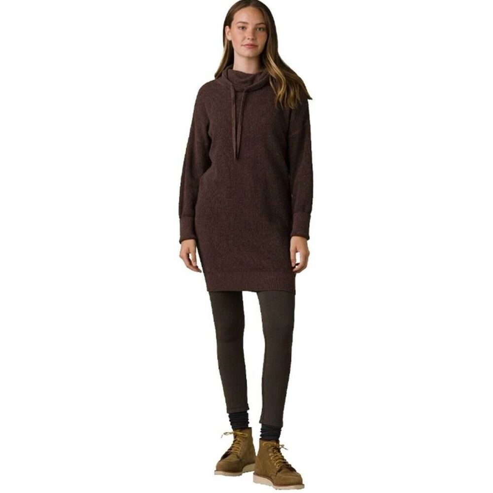 Prana Milani Merino wool Organic Cotton Blend Brown Sweater Dress Sm #776
